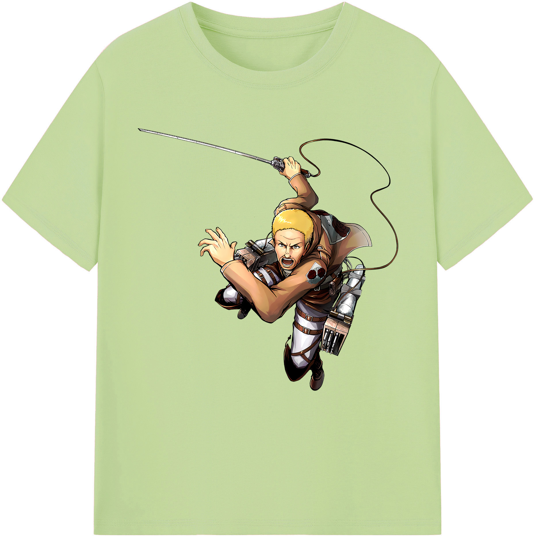 （画像用） 進撃の巨人 ハンネス Attack on Titan Hannes 綿100％半袖Tシャツ（フロントプリント）